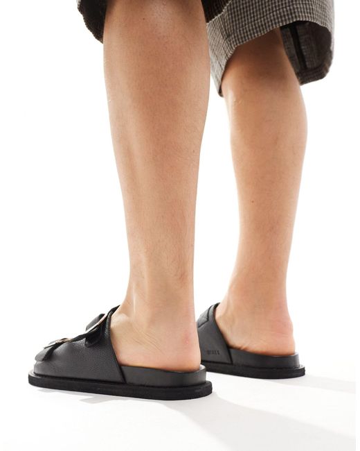 Walk London Black Shore Double Strap Sandals for men