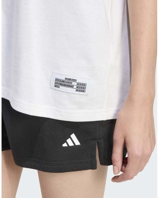 Adidas Originals White Mini Embroidery Oversized Graphic T-Shirt