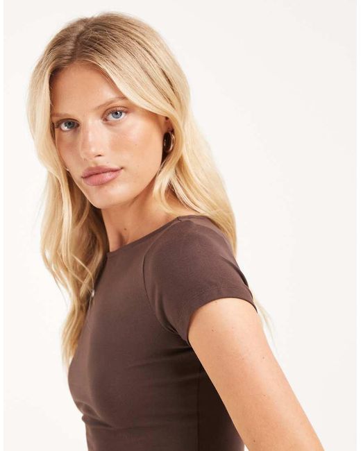 Hollister Brown Seamless Slash Neck Top
