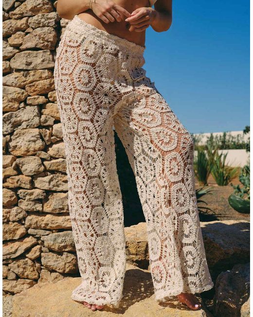 South Beach Metallic X Liv Silverman Wide Leg Crochet Trouser