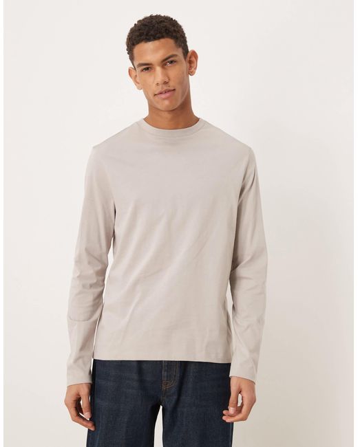 ASOS – basic-langarmshirt in Natural für Herren