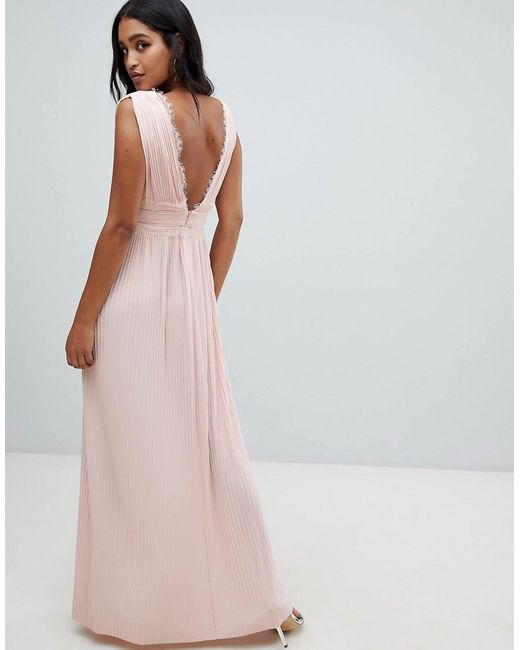 premium lace insert pleated maxi dress