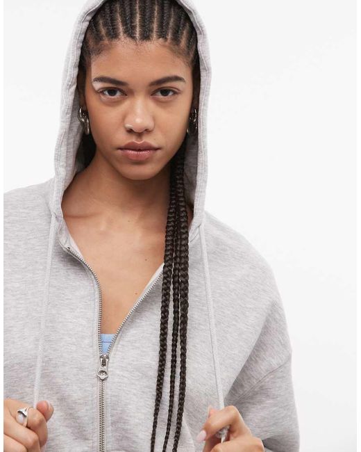 Weekday Gray Essence Standard Zip Hoodie