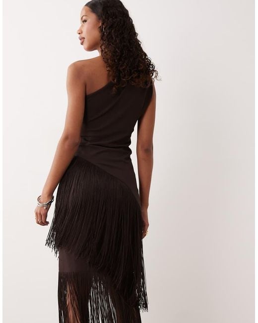 Gina Tricot Asymmetrische Top Met Lange Pasvorm En Franje in het Multicolor