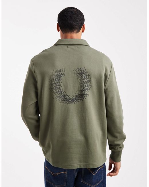 Sweat coupe carrée avec logo graphique et col zippé Fred Perry pour homme en coloris Green