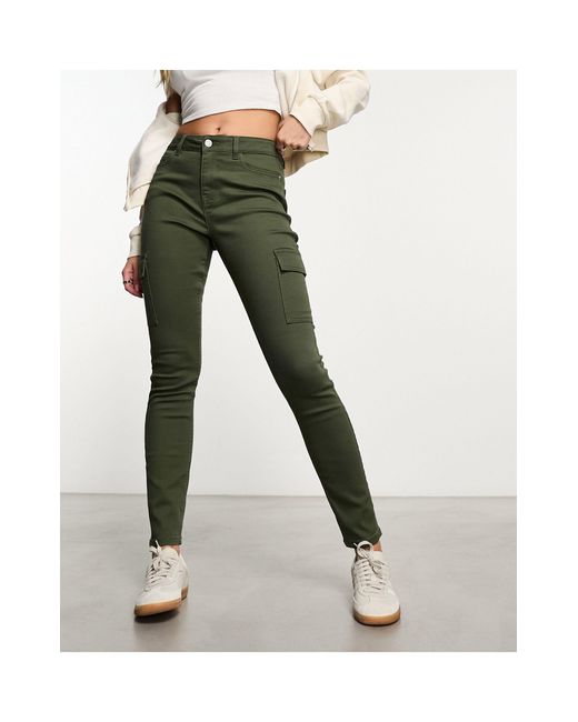 Jean cargo skinny - kaki New Look en coloris Green