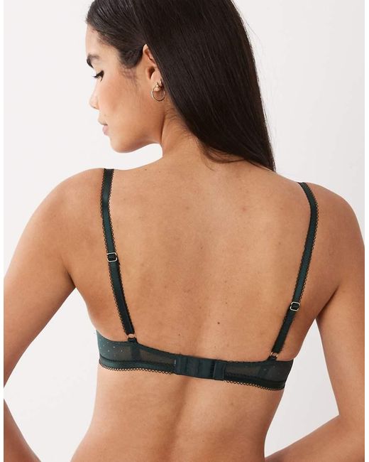 Boux Avenue Black Zoe Embroidered Mesh Non Padded Balconette Bra