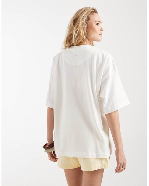 4th & Reckless White Cotton Oversized Beach Palm Tree Graphic