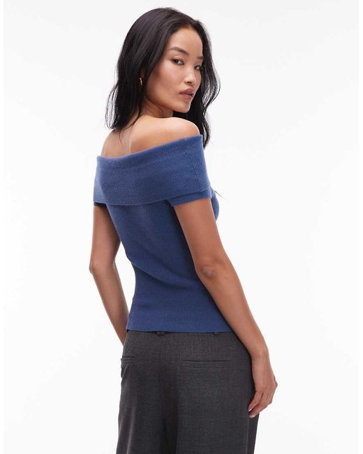 Nia Blue Annemarie Off The Shoulder Knit Sweater