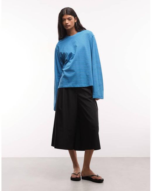 Weekday Blue Boxy Oversized Long Sleeve Top