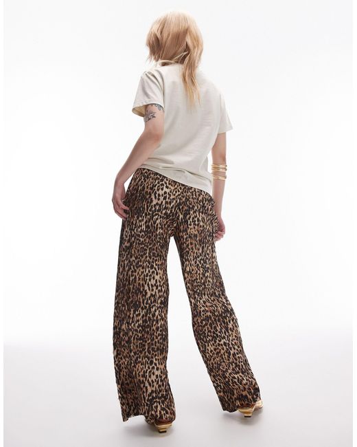 Pantalon plissé à imprimé léopard Topshop Unique en coloris Multicolor