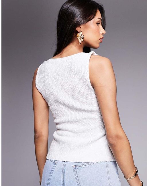 River Island White Boucle Vest