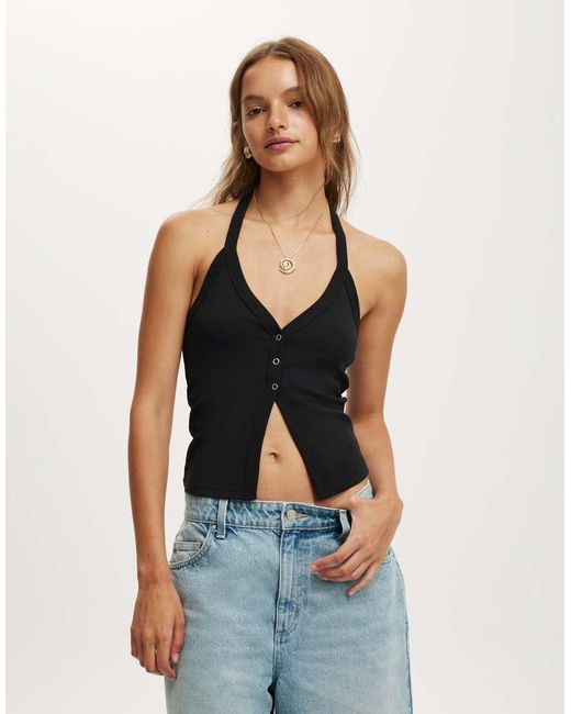 Cotton On Blue Alexa Button Front Halter