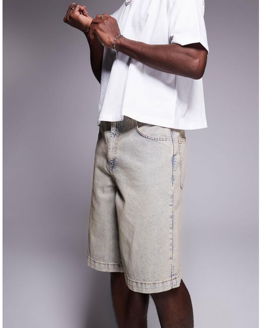 ASOS Gray Long Length Denim Jort for men