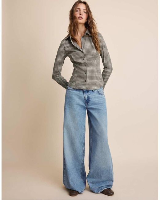 Stradivarius Blue Basic Fitted Shirt