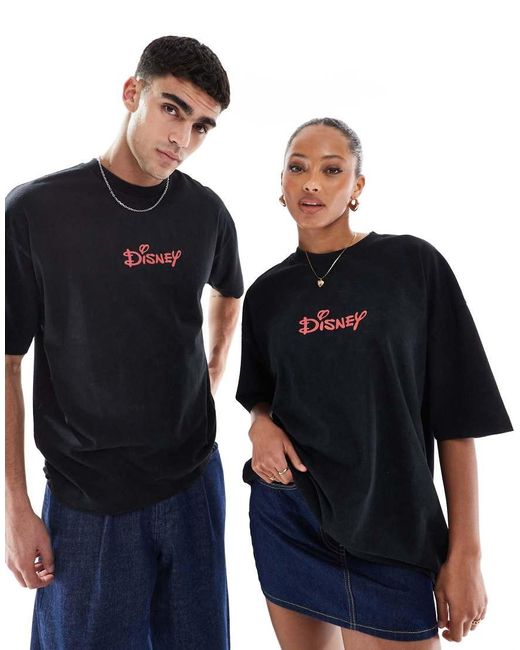 Camiseta Negra Extragrande Con Estampado De Goofy De Disney De ASOS de color Blue