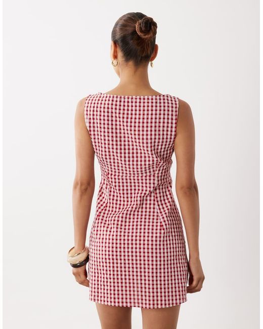 Miss Selfridge Red Gingham Fit And Flare Mini Dress