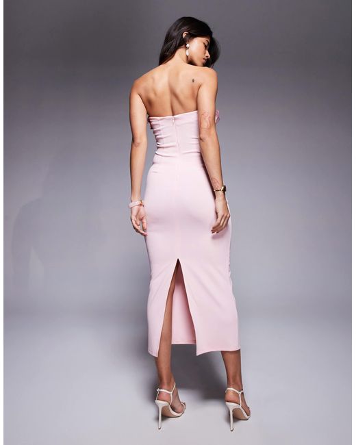 ASOS Pink – trägerloses midikleid aus neoprenartigem stoff