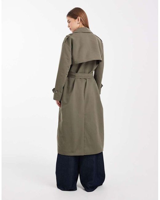 Vero Moda Green Longline Belted Trench Coat