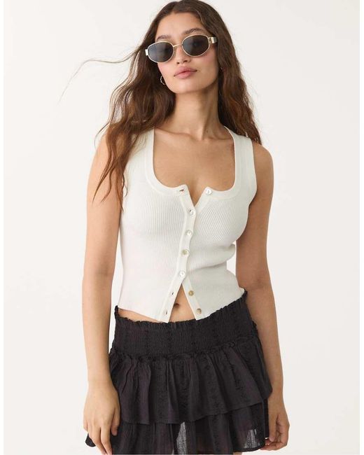 Stradivarius Natural Flowing Skort With Ruffles