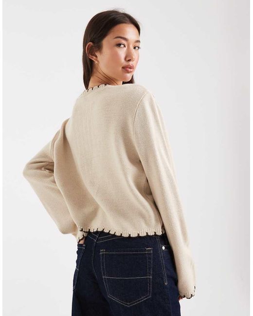 Miss Selfridge Natural Blanket Stitch Cardigan