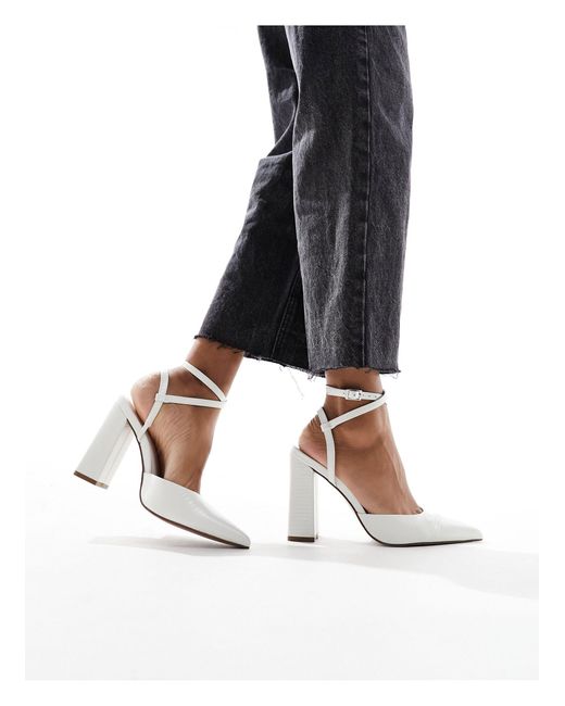 ASOS White Paige High Block Heels