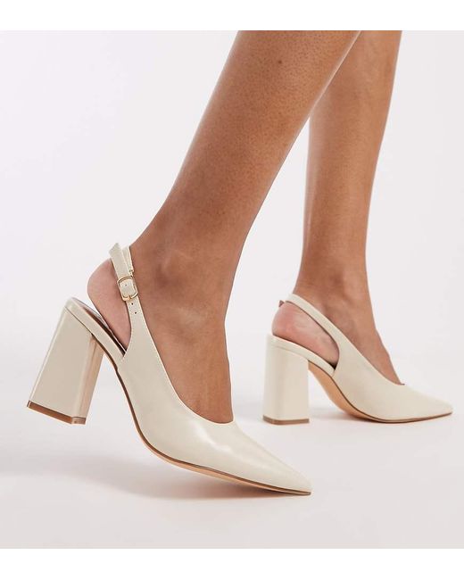 SEQWL Wide Fit Pink Hogan Sling Back Block Heeled Shoes