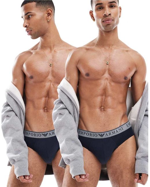 ARMANI EXCHANGE Emporio Armani Bodywear 2 Pack Brief in Blue for Men Lyst UK