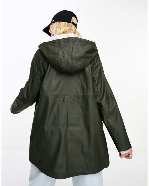 Vero Moda Black Raincoat With Borg Lining
