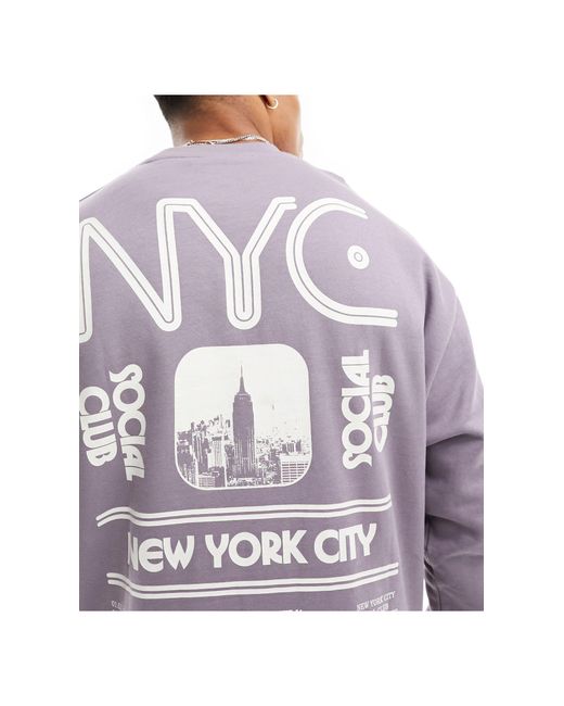 ASOS White Oversized Sweatshirt With City Print for men
