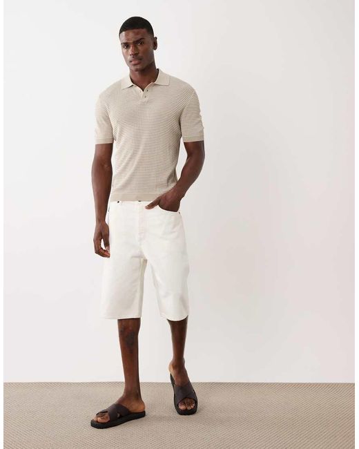 Mango Natural Knit Micro Striped Polo Shirt for men