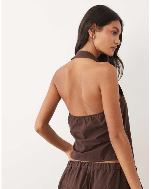 ASOS Brown Linen Blend Sleeveless Top