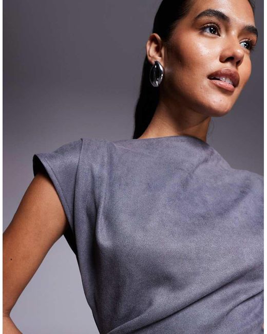 ASOS Blue Suede Drape Mini Dress