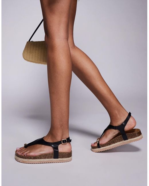 South Beach Black Toe Loop Espdarille Sandals