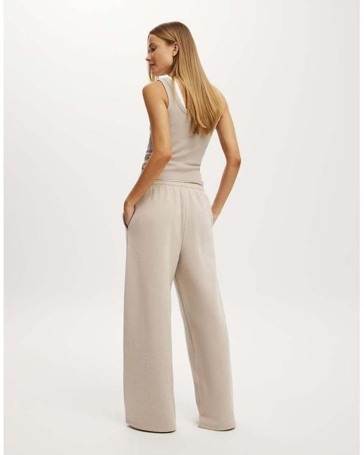 Cotton On Natural Plush Tie Waist Wide Leg Sweatpant