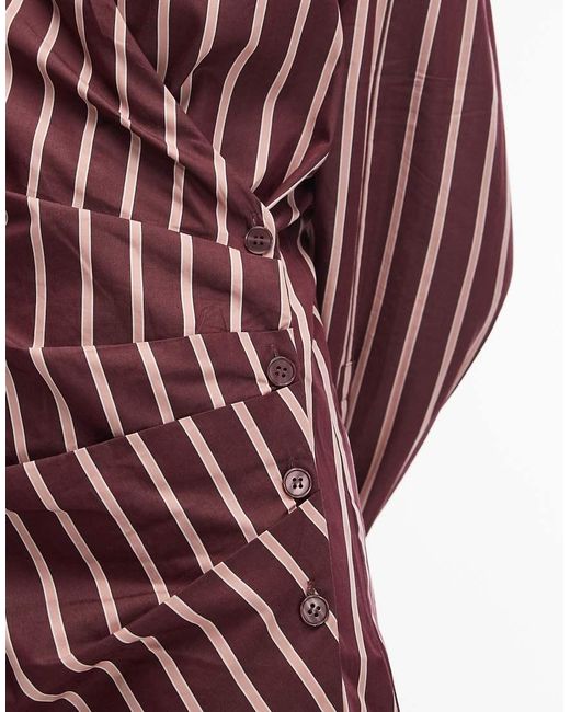 & Other Stories Red Ruche Side Min Shirt Dress