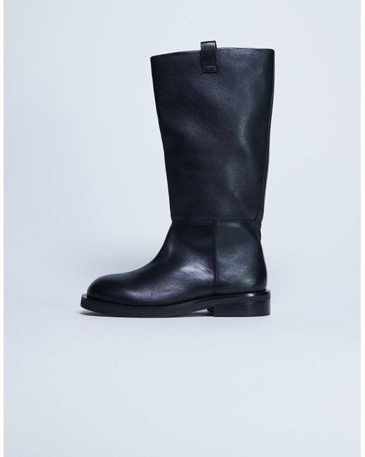 TOPSHOP Blue – rory – reitstiefel aus echtem leder