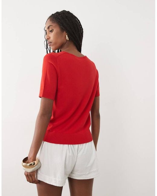 Mango Red V Neck T-Shirt