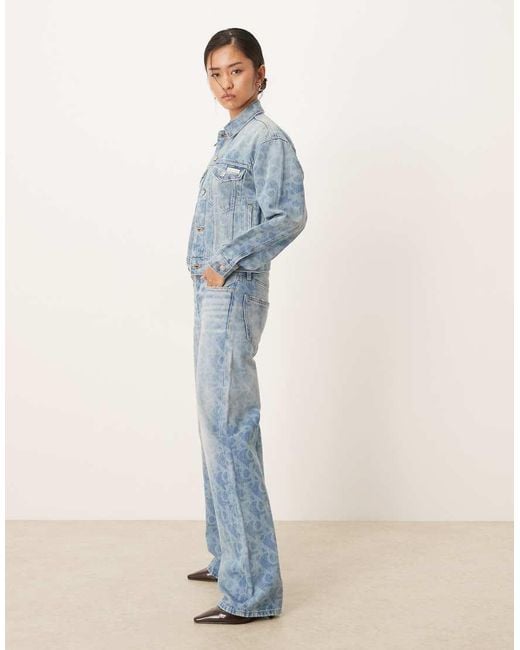 Calvin Klein Blue Logo Print 90S Straight Denim Jeans