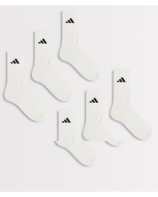 Adidas Originals White Adidas Training 6 Pack Crew Socks for men