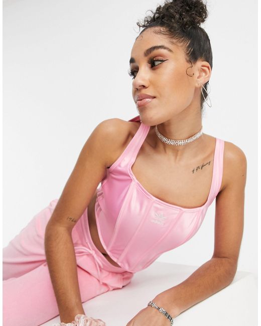 adidas Originals 'relaxed Risqué' Satin Look Corset in Pink | Lyst