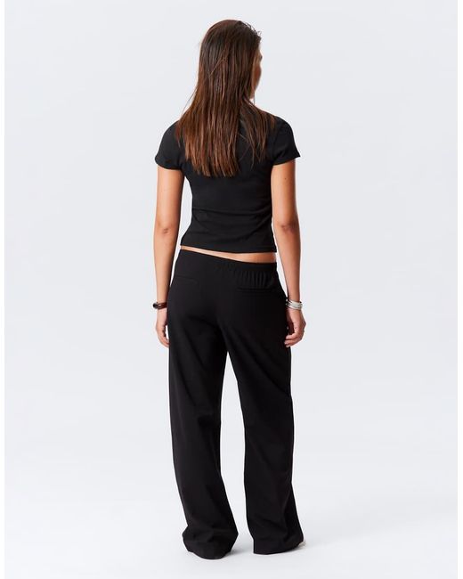 Weekday Black Kelly Elasticated Waist Wide Leg Trousers