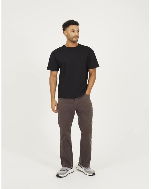 Brave Soul Black Cotton Twill Carpenter Trousers With Raw Hem for men