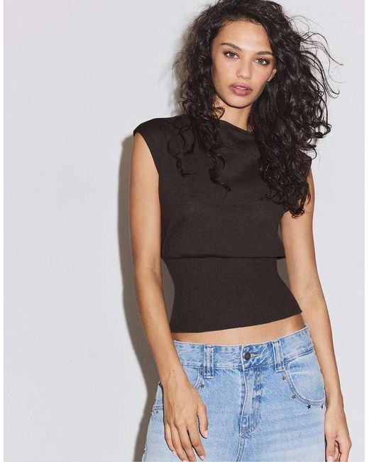Stradivarius Black Knit Top With Sash