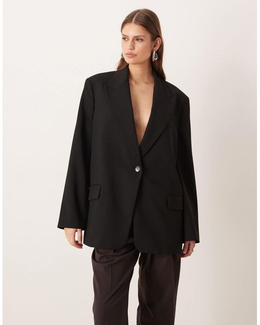 Mango Black Oversized Boxy Blazer