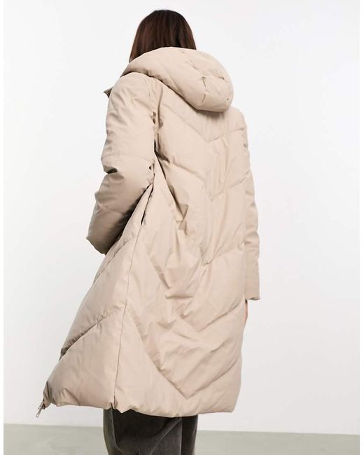 Jdy Natural Longline Padded Chevron Coat