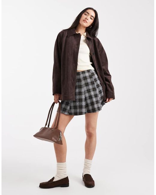 New Look Black Check Flippy Mini Skirt