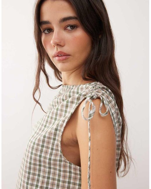Reclaimed Vintage Gray Top With Adjustable Gathers On Shoulder And Side Seam