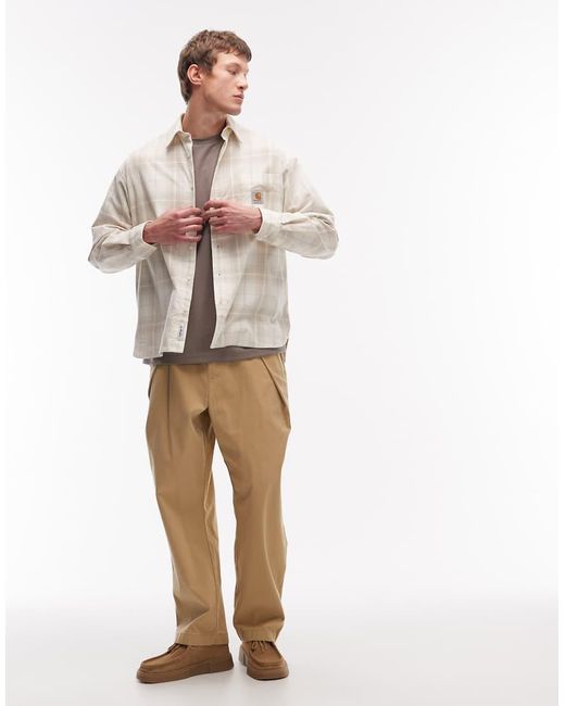 ASOS Natural Relaxed Tapered Pull On Pants for men