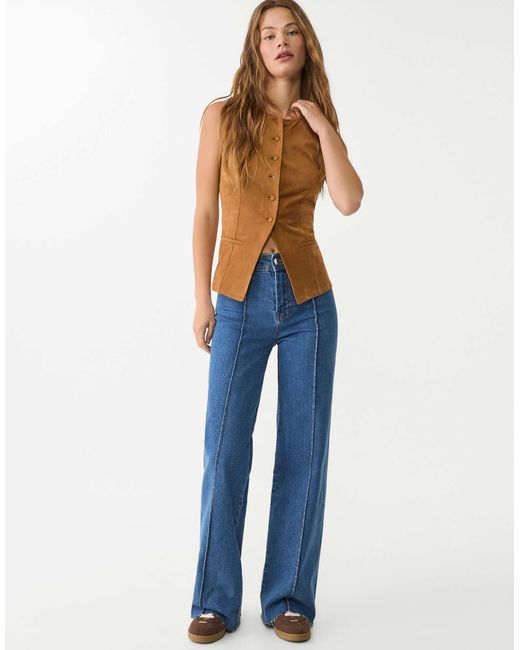 Jean minimaliste à surpiqûres - moyen Stradivarius en coloris Blue